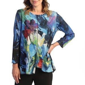 Jess & Jane Colorful Abstract Print Women's Top size XL